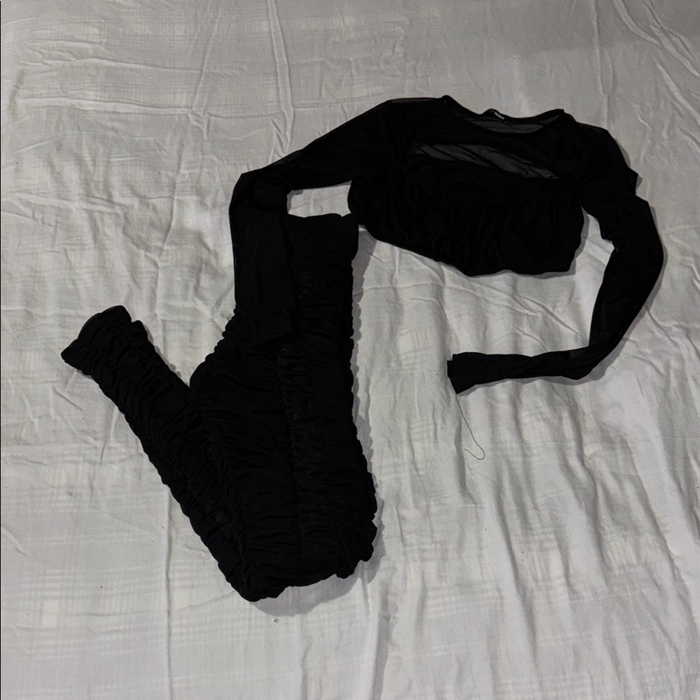Fashion Nova Black Ruched Set